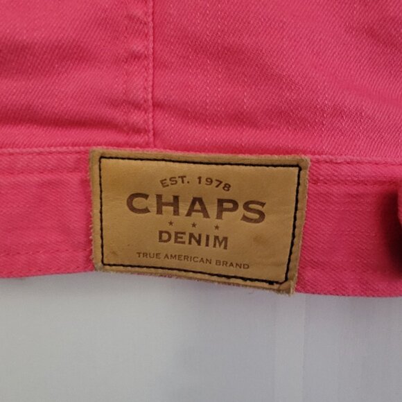 Hot Pink Chaps Denim Jean Jacket Size Large with Inner and Outer Pockets - Picture 5 of 6